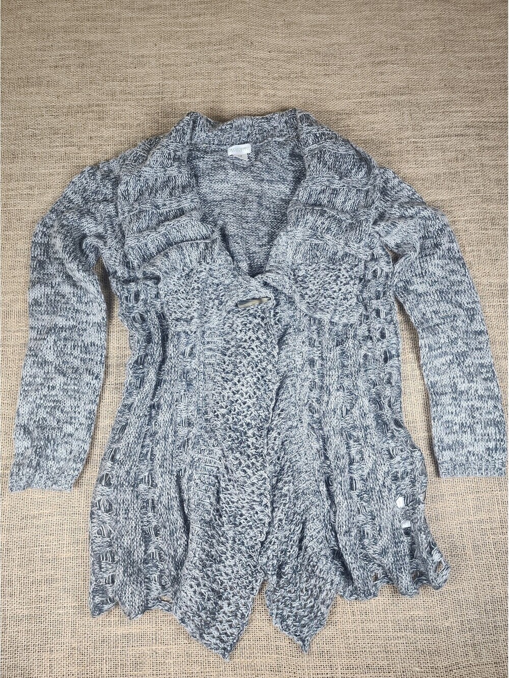 Motherhood Maternity Gray Knit Cardigan Sweater Size M Work Career Holiday